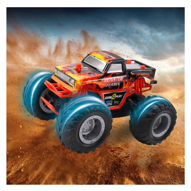 Afbeelding laden in galerijviewer, Gear2play rc monster flames monstertruck 1:24 - big wheels