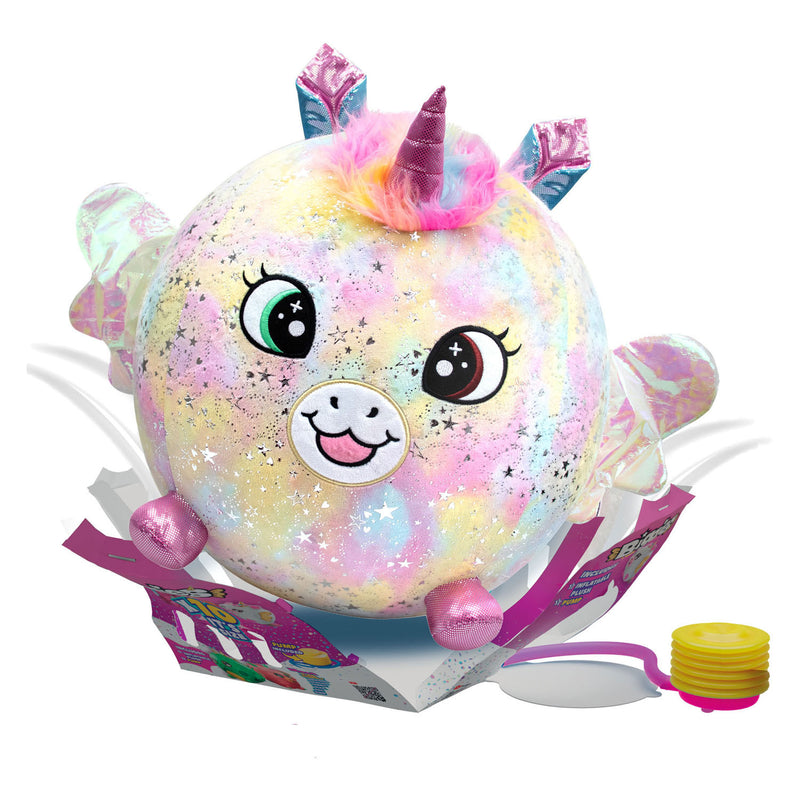 Afbeelding laden in galerijviewer, Moose toys biggies eenhoorn regenboog opblaasbare knuffel