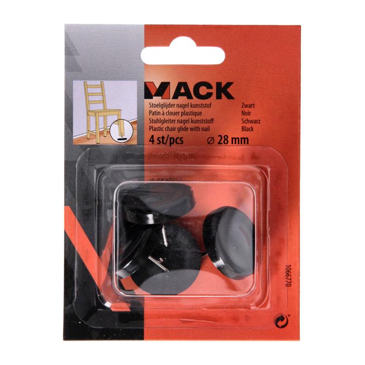 Afbeelding laden in galerijviewer, Mack 1066770 - stoelglijder nagel kunststof zwart ø 28 mm 4 st pcs | 6 stuks