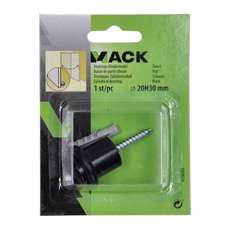 Afbeelding laden in galerijviewer, Mack 1069034 - deurstop cilindermodel zwart ø 20h30 mm 1 st pc | 6 stuks