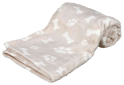 Afbeelding laden in galerijviewer, Trixie hondendeken kenny fleece bot pootjes beige