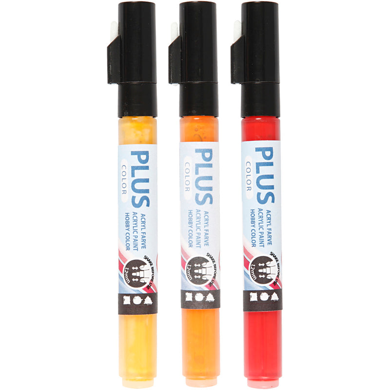 Afbeelding laden in galerijviewer, Https: www.cchobby.nl plus-color-marker-l-14-5-cm-lijndikte-1-2-mm-diverse-kleuren-5-5-ml-3-stuk-1-doos