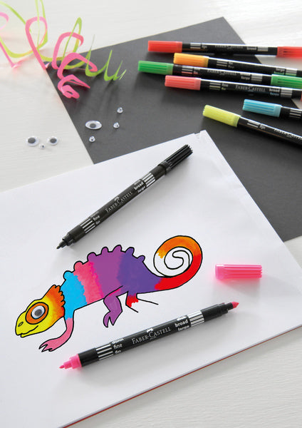 Afbeelding laden in galerijviewer, Faber castell fc-151109 viltstiften duo neon kleuren in etui 10 stuks