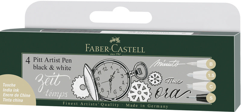 Afbeelding laden in galerijviewer, Faber-castell fineliner - tekenstift - pitt artist pen - zwart en wit - 4-stuks - fc-167151