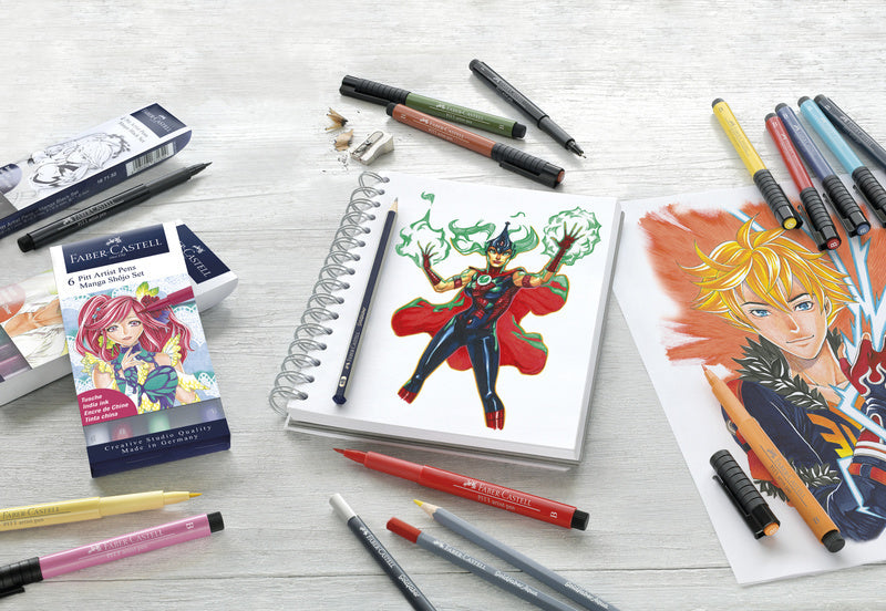 Afbeelding laden in galerijviewer, Faber castell fc-167155 tekenstift faber-castell pitt artist pen manga 6-delig etui shôjo