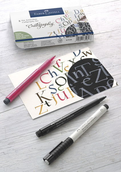 Afbeelding laden in galerijviewer, Faber castell fc-167508 pitt artist pen kalligrafieset 8 pennen