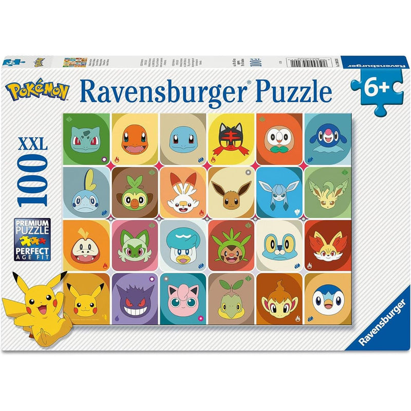 Afbeelding laden in galerijviewer, Ravensburger – pokémon gezichten – kinderpuzzel – 100 xxl stukjes