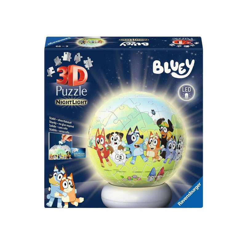 Afbeelding laden in galerijviewer, Ravensburger – bluey – 3d puzzle-ball nachtlicht – 73 stukjes