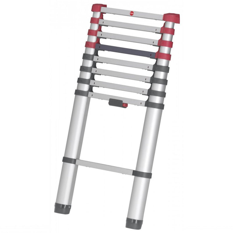 Afbeelding laden in galerijviewer, Hailo t80 aluminium telescoopladder 11 treden + stabilisatiebalk 103-322 cm