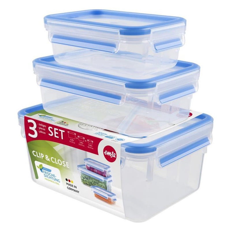 Afbeelding laden in galerijviewer, Emsa 508566 clip close vershouddozen 0.55l 1l 2.3l 3 stuks blauw