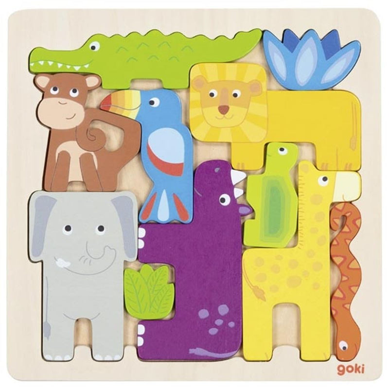 Afbeelding laden in galerijviewer, Goki houten puzzel safari, 11st.