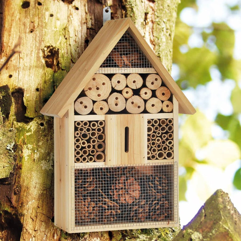 Afbeelding laden in galerijviewer, HI HI Insectenhotel 31x10x48 cm hout naturel