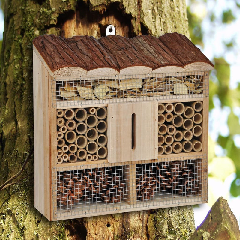 Afbeelding laden in galerijviewer, HI HI Insectenhotel 30x9,5x30 cm hout naturel