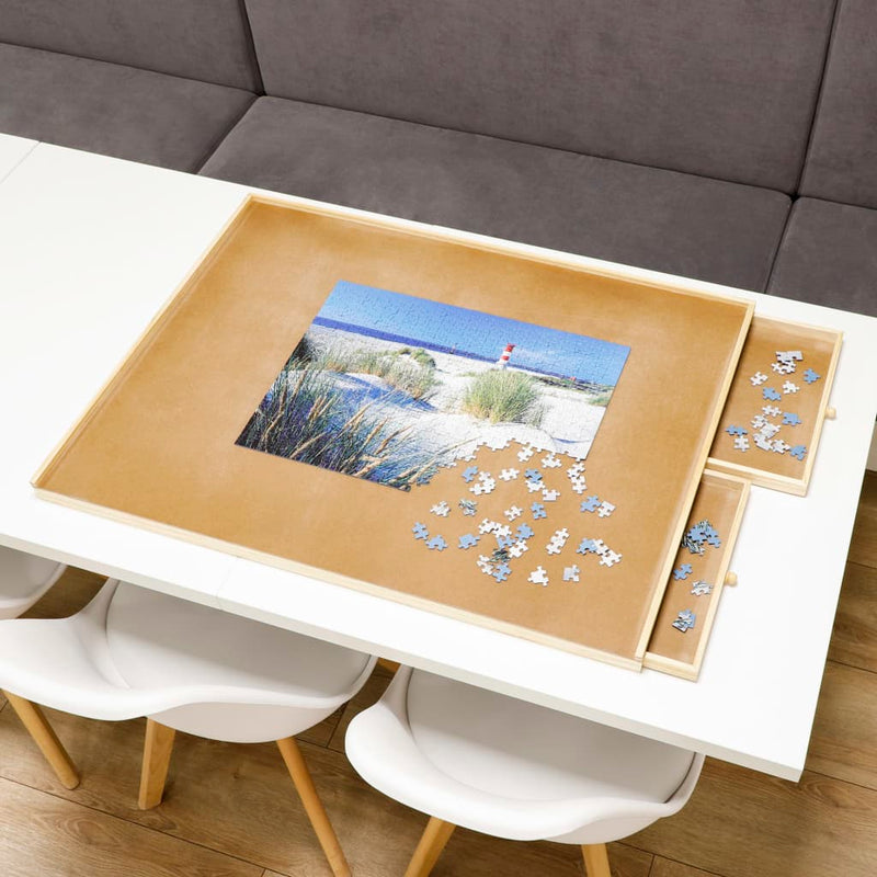 Afbeelding laden in galerijviewer, Hi puzzeltafel met 4 lades 76x57x4,5 cm hout