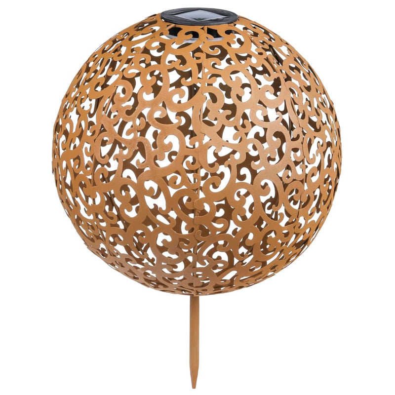 Afbeelding laden in galerijviewer, HI HI Tuinlamp solar LED bol 28,5 cm metaal bruin