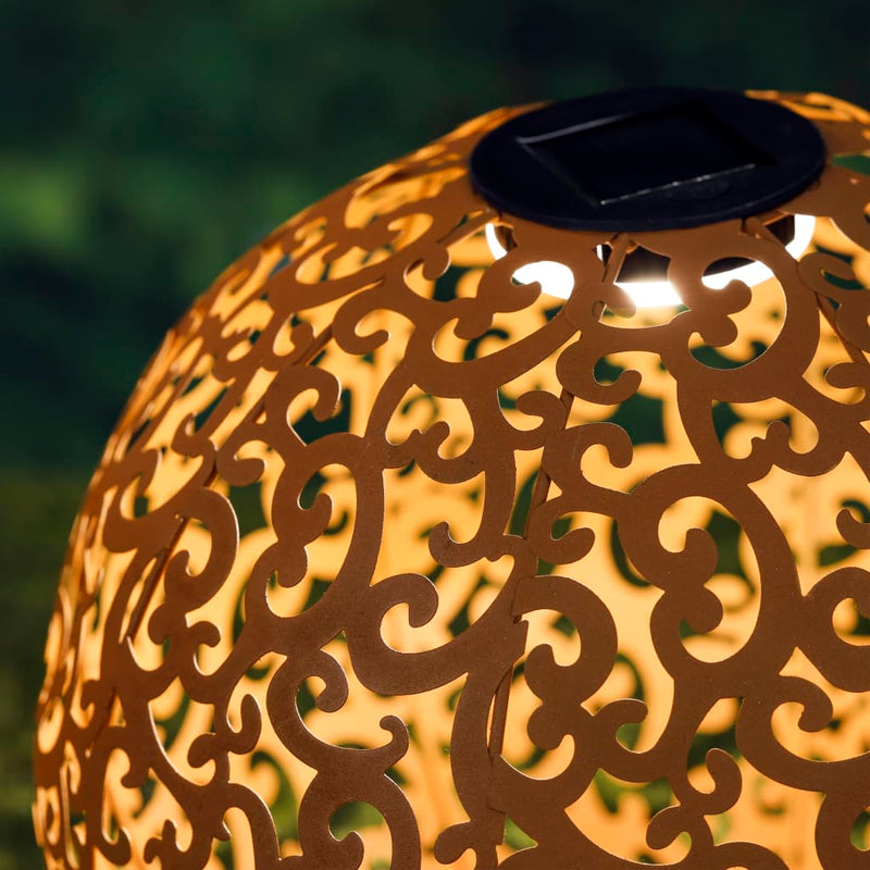 Afbeelding laden in galerijviewer, HI HI Tuinlamp solar LED bol 28,5 cm metaal bruin
