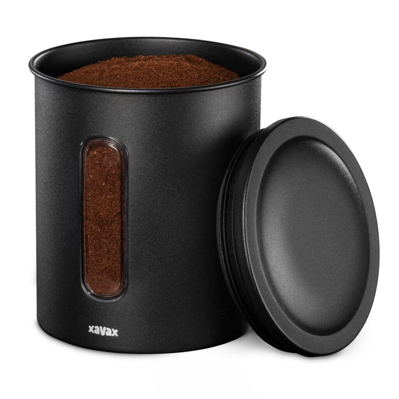 Afbeelding laden in galerijviewer, Xavax koffieblik voor 500 g bonen of 700 g poeder, luchtdicht, aromadicht, zw