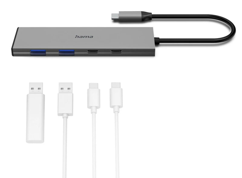Afbeelding laden in galerijviewer, Hama usb-c-hub 4 ports 2x usb-a 2x usb-c usb 3.2 gen2 10 gbit s pd alu