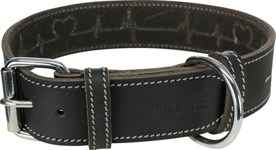 Afbeelding laden in galerijviewer, Trixie halsband hond rustic vetleer heartbeat zwart