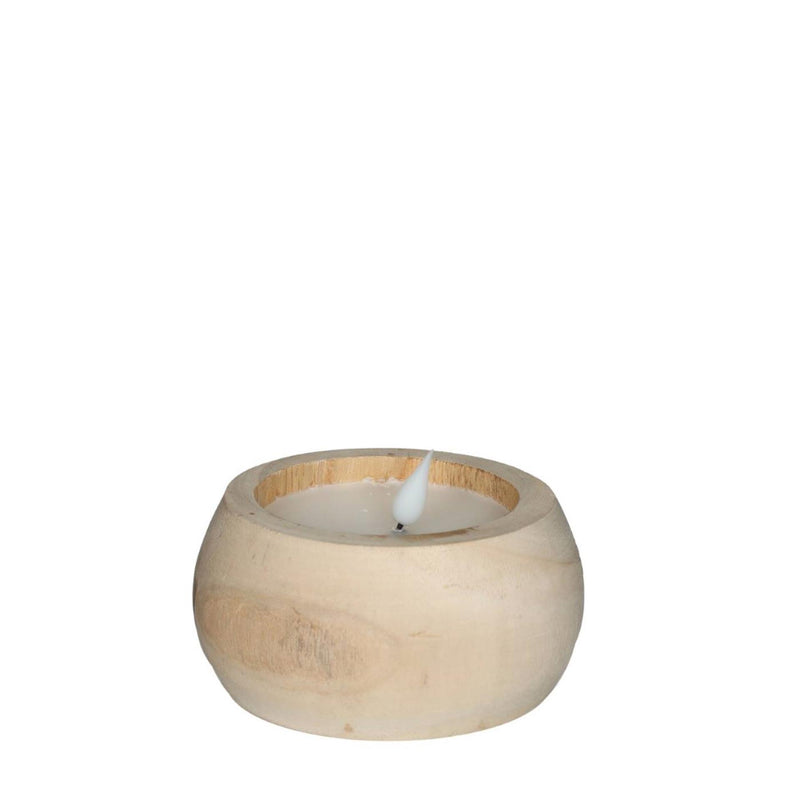 Afbeelding laden in galerijviewer, Ideas 4 seasons led kaars hout ã˜12 h.6 cm met timer bruin