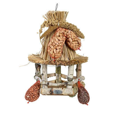 Afbeelding laden in galerijviewer, Best for birds voedertafel hangend rieten dak inclusief voer