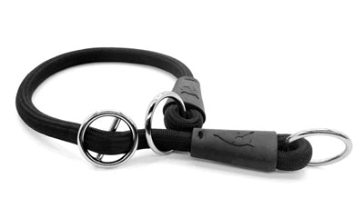 Afbeelding laden in galerijviewer, Morso half slip halsband hond soft rope gerecycled black zwart