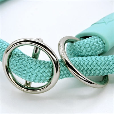 Afbeelding laden in galerijviewer, Morso half slip halsband hond regular rope gerecycled aquamarine blauw