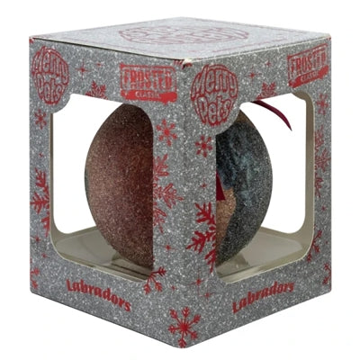 Afbeelding laden in galerijviewer, Plenty gifts Kerstbal frosted labradors rood
