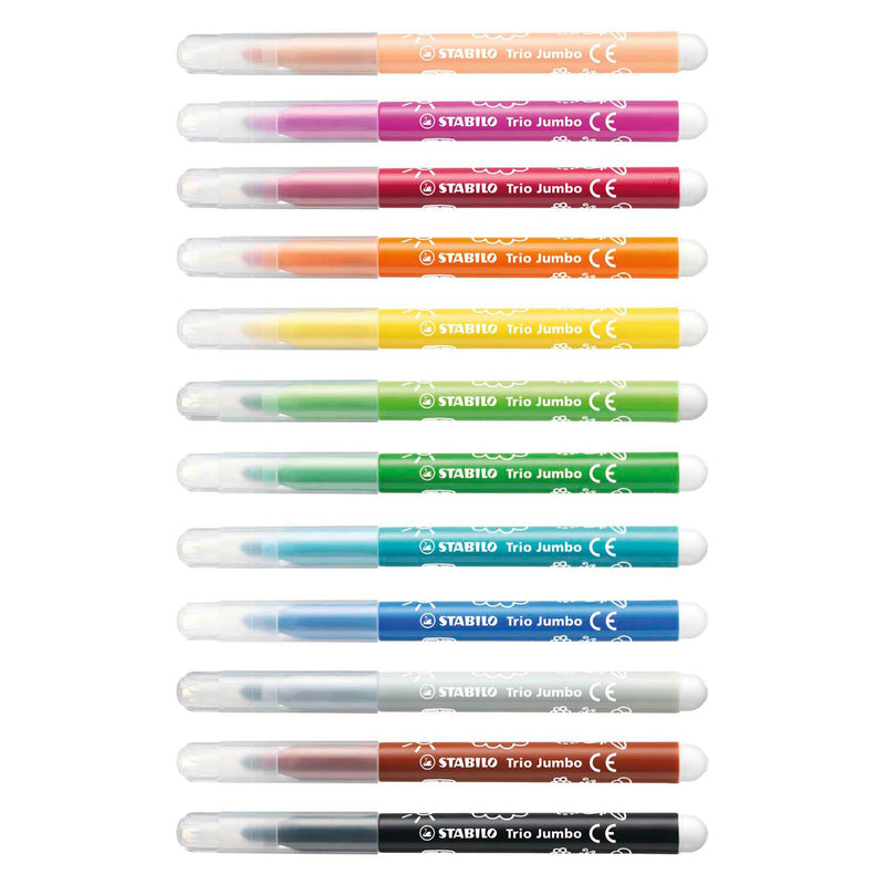 Afbeelding laden in galerijviewer, Stabilo trio jumbo - viltstift - set met 12 stuks