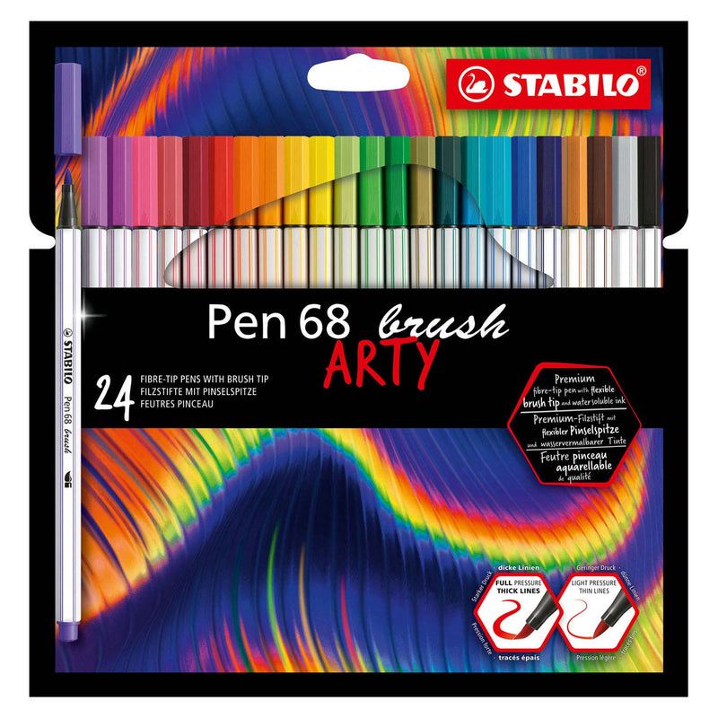 Afbeelding laden in galerijviewer, Stabilo pen 68 brush - viltstift - arty - set met 24 stuks