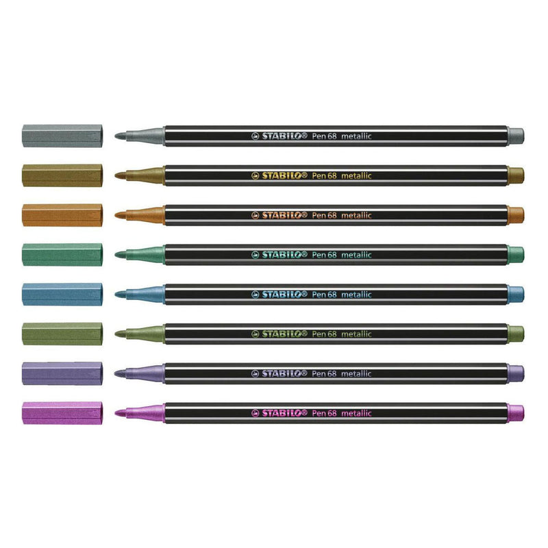Afbeelding laden in galerijviewer, Stabilo pen 68 metallic viltstiften in metalen doos - 8dlg.