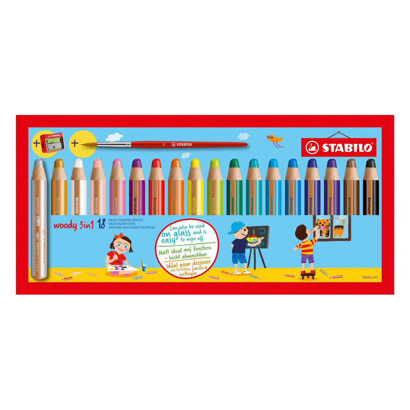 Afbeelding laden in galerijviewer, Stabilo woody 3in1 schoolverpakking kleurpotloden - 48dlg. met 2 puntenslijpers