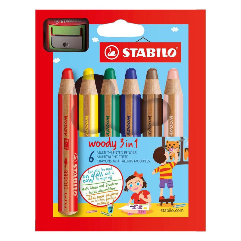 Afbeelding laden in galerijviewer, Stabilo woody 3in1 schoolverpakking kleurpotloden - 48dlg. met 2 puntenslijpers