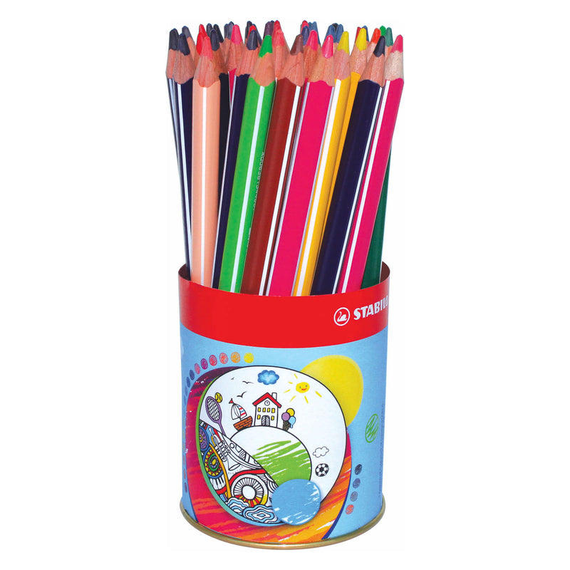 Afbeelding laden in galerijviewer, Stabilo trio thick schoolverpakking kleurpotloden in metalen etui - 38dlg.