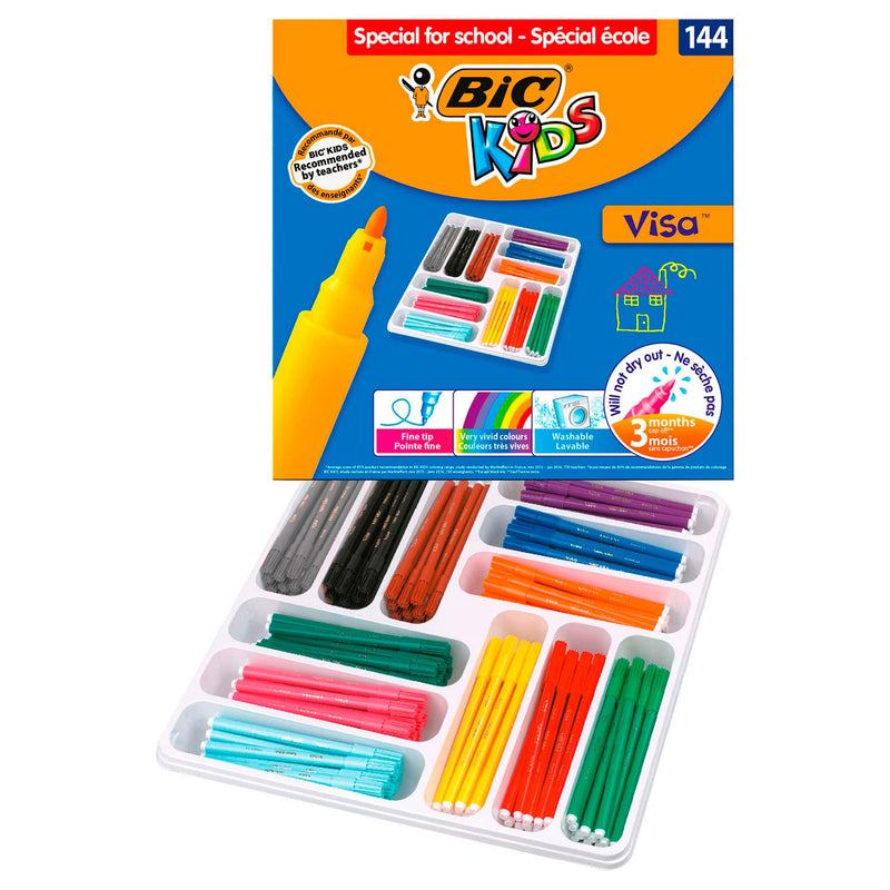 Afbeelding laden in galerijviewer, Bic https: www.cchobby.nl -visa-fijne-stift-lijndikte-0-7-mm-diverse-kleuren-12x12-stuk-144-stuk-1-doos