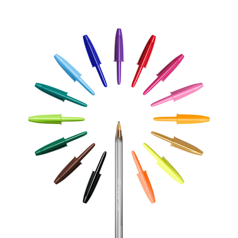 Afbeelding laden in galerijviewer, Bic cristal multicolour balpennen brede punt (1.6 mm) - verschillende kleuren - pak van 15 stuks