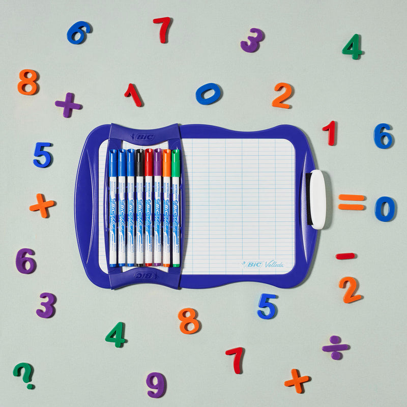Afbeelding laden in galerijviewer, Bic velleda whiteboard met 8 markers