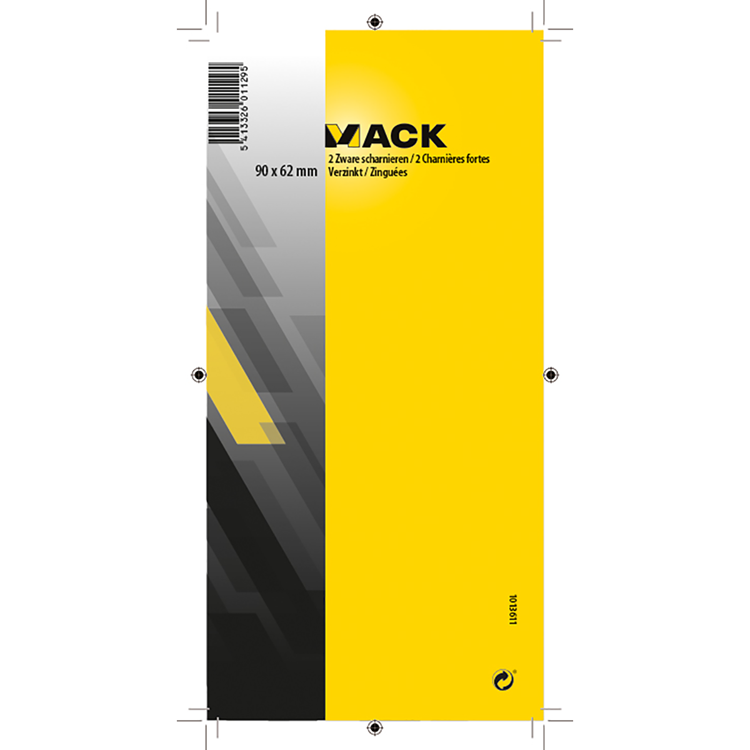 Afbeelding laden in galerijviewer, Mack 1013611 - 2 zware scharnieren verzinkt h 90 x b 62 mm | 5 stuks