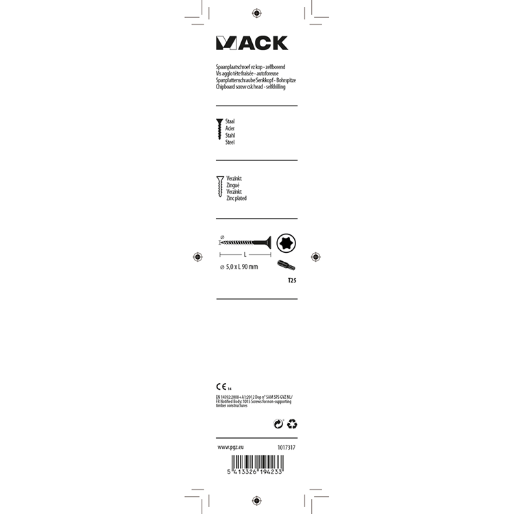 Afbeelding laden in galerijviewer, Mack 1017317 - spaanplschr.vzkop-zelfb. geelverz. 5 st 5,0 x 90 mm | 5 stuks