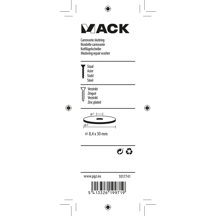 Afbeelding laden in galerijviewer, Mack 1017741 - carrosserie sluitring verzinkt12 st 8,4 x 30 mm | 10 stuks