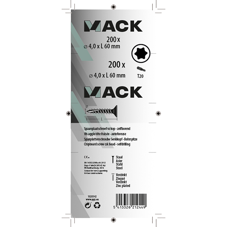 Afbeelding laden in galerijviewer, Mack 1020142 - spaanplaatschroef vz kp-zelfb.gvz 200st 4,0 x 60 mm | 2 stuks