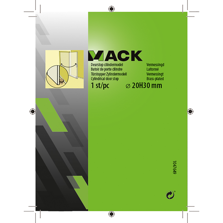Afbeelding laden in galerijviewer, Mack 1047649 - deurstop cilindermodel vermessingd ø 20h30 mm 1 st pc | 6 stuks