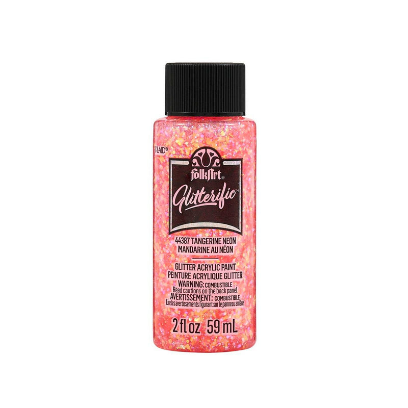 Afbeelding laden in galerijviewer, Folkart • glitterific acrylic paint neon tangerine 59ml