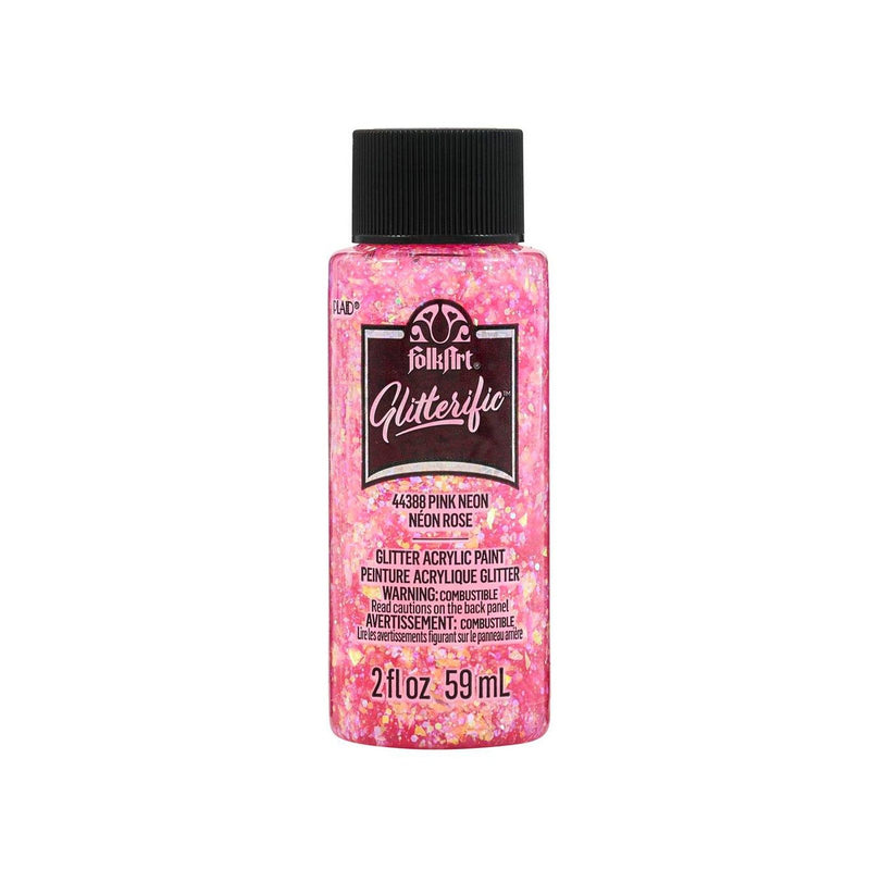 Afbeelding laden in galerijviewer, Folkart • glitterific acrylic paint neon pink 59ml