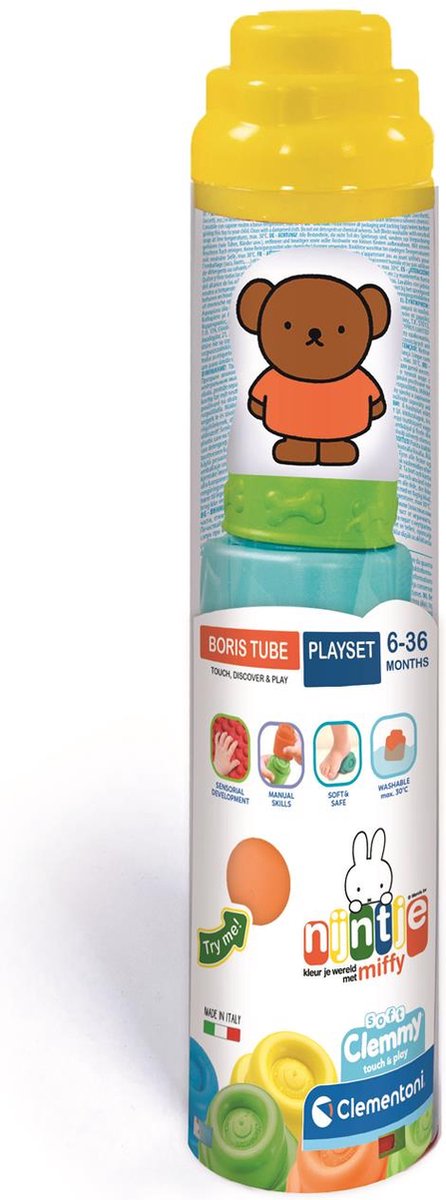 Afbeelding laden in galerijviewer, Clementoni baby - nijntje boris clemmy soft blokken in koker, 5dlg.