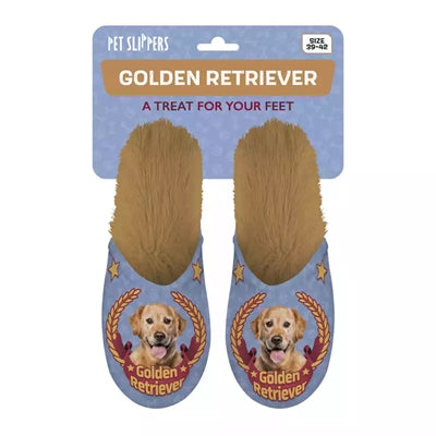 Afbeelding laden in galerijviewer, Pantoffel golden retriever lila beige