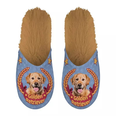 Afbeelding laden in galerijviewer, Pantoffel golden retriever lila beige
