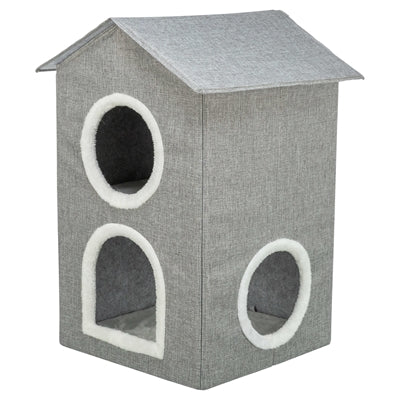 Afbeelding laden in galerijviewer, Trixie kattenmand kattenhuis nora soft 2 verdriepingen lichtgrijs