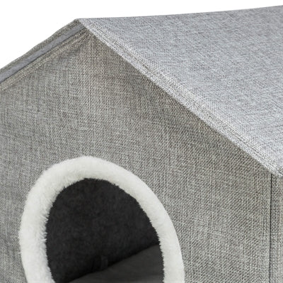 Afbeelding laden in galerijviewer, Trixie kattenmand kattenhuis nora soft 2 verdriepingen lichtgrijs