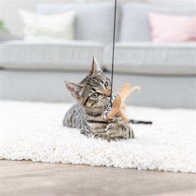 Afbeelding laden in galerijviewer, Trixie kattenhengel hart hout katoen met kattenkruid catnip